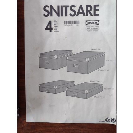 IKEA Storage boxes, set of 4 unused, incomplete, 37x29cms, 10/18 cms high