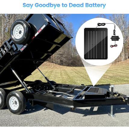 Solar Battery Charger Maintainer, Zuomeng 15W Solar Panel Kit for Dump Trailer B