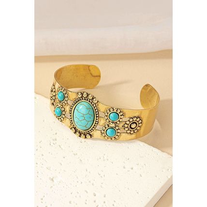 Gold Vintage Boho Turquoise Cuff Bracelet