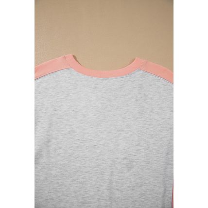 Light Grey Uneven Hem Colorblock Pullover Casual Shorts Plus Size 2pcs Outfit