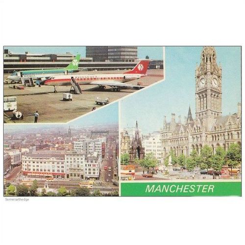 Multi View Of Manchester Inc Manchester Airport With Aircraft Postcard (A13331)