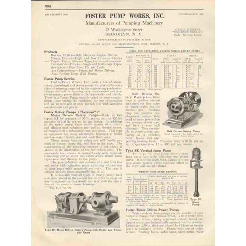 foster pump works inc 1931 rotary sump power pumps vintage catalog