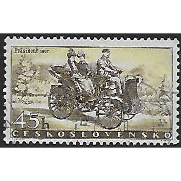 Mi 1110: 45 h. black-brown/yellow-green Vehicles: 'Präsident' (1897).