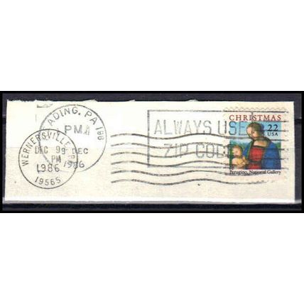 Used 2244 22c Madonna and Child Reading, PA. 196 E1997