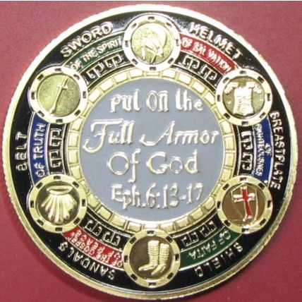 Armor Of God. Casino Card Guard, Challenge Coin, Souvenir. Gold Tone. 30.