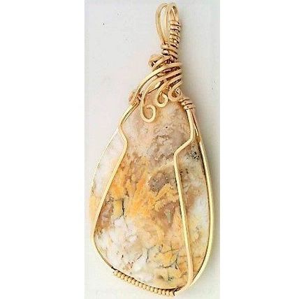 Opalite Gold Wire Wrap Gemstone Pendant 23