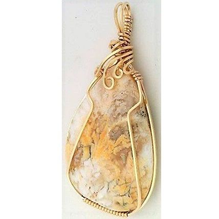 Opalite Gold Wire Wrap Pendant 23