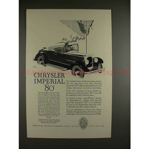 1927 Chrysler Imperial 80 Car Ad - NICE!!
