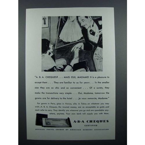 1930 ABA Travelers Cheques Ad - Mais Ouis, Madame