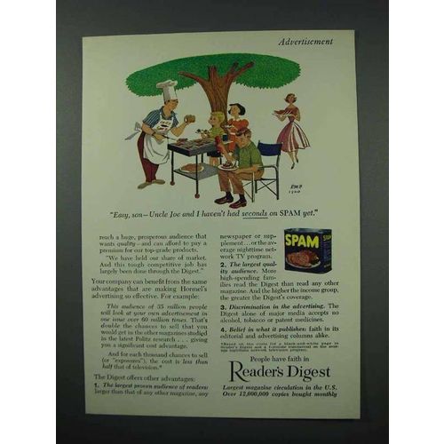 1960 Hormel SPAM Meat Ad - Haven't Had Seconds Yet