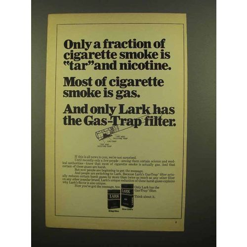1968 Lark Cigarettes Ad - Only Fraction is Tar Nicotine