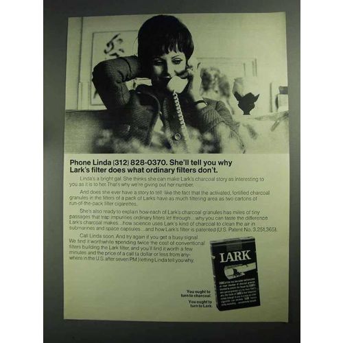 1968 Lark Cigarettes Ad - Phone Linda (312) 828-0370