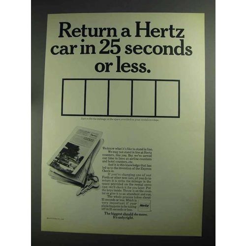 1968 Hertz Rent-a-car Ad - 25 Seconds or Less