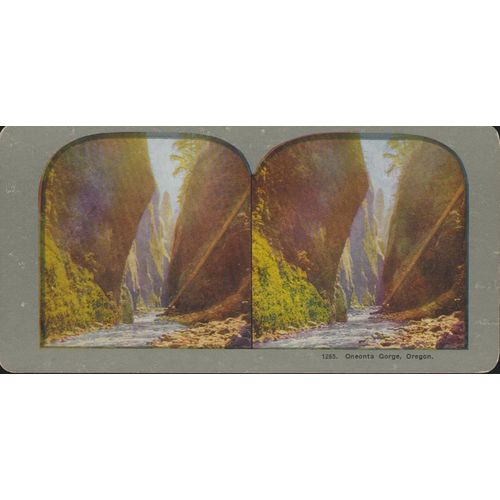 Oneonta Gorge, Oregon - Coloured Vintage 3D Stereoview Card