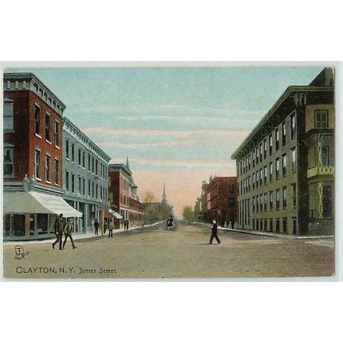 New York Clayton James St Intersection w/Old Buildings and Horse and Wagon~219