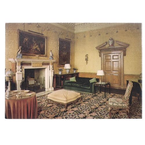 THE YELLOW DRAWING-ROOM, LEEDS CASTLE, MAIDSTONE, KENT unused vintage postcard =