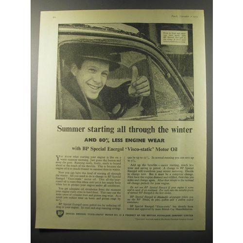 1955 BP Special Energol Visco-static motor oil Ad - Summer starting all through