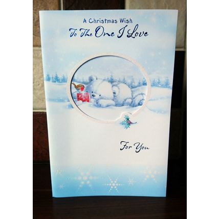 Cute Christmas Cards - To The One I Love - Glitter Card - 001