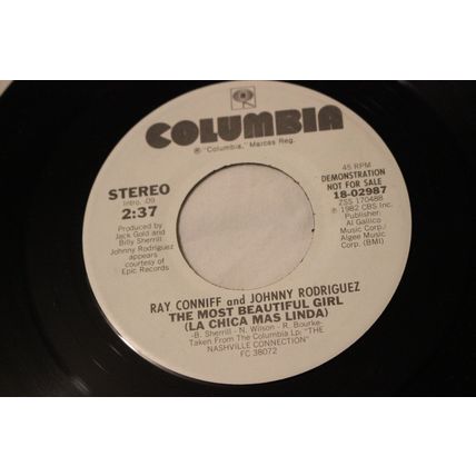 Ray Conniff and Johnny Rodriguez Promo 45-THE MOST BEAUTIFUL GIRL(LA CHICA MAS L