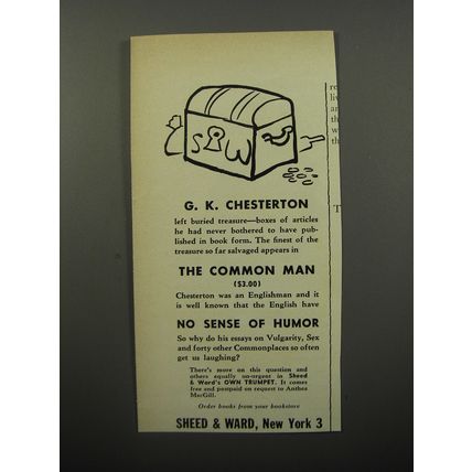 1950 Sheed & Ward Book Advertisement - The Common Man by G.K. Chesterton