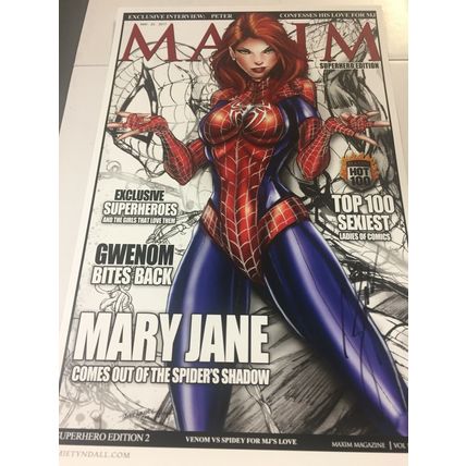 Marvel Maxim Sexy Spider Mary Jane Jamie Tyndall Signed 11" x 17" Print