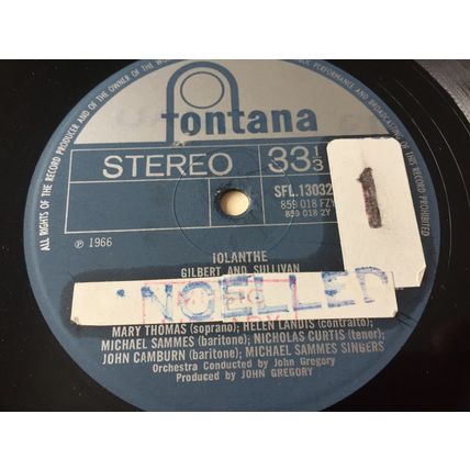 IOLANTHE - Gilbert & Sullivan (12" Vinyl LP Record album) 33⅓ RPM 1966