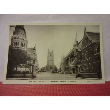 GUILDHALL SQUARE & ST ANDREW'S CHURCH, PLYMOUTH, DEVON unused postcard RP =