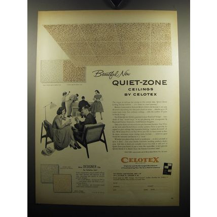 1957 Celotex Quiet-Zone Ceilings Ad - Beautiful new Quiet-zone ceilings