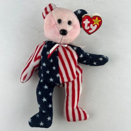 Spangle the Bear – Pink Face Beanie Baby USA! USA! Elections Have Consequences!