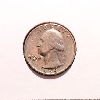1- 1969 P ( CIRCULATED/ VF-20 ). WASHINGTON QUARTER DOLLAR.