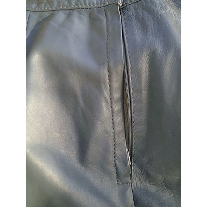 Leather pants gray front pleat back zipper side pockets size 7/8 vintage 1980's