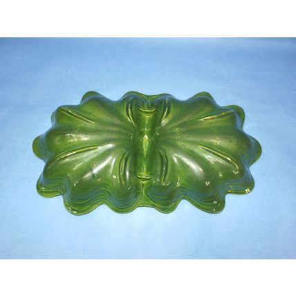 California Pottery USA 3022 Divided Seashells Serving Dish Green Purple MCM