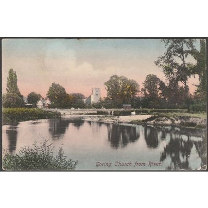 Goring Church from River, Oxfordshire, 1906 - Frith's Postcard