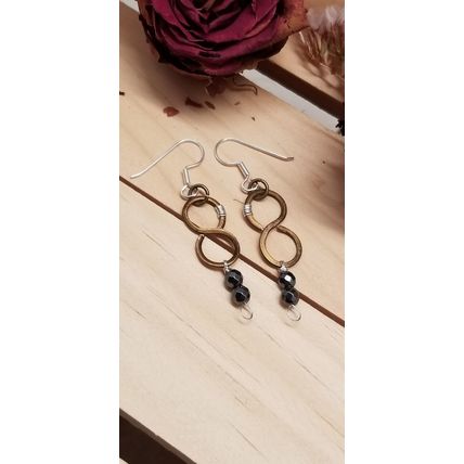 Handmade Copper Hematite Figure Eight Earrings