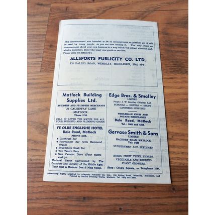 1972/73 Matlock Town vs Altrincham - Northern Premier League * FREE P&P *
