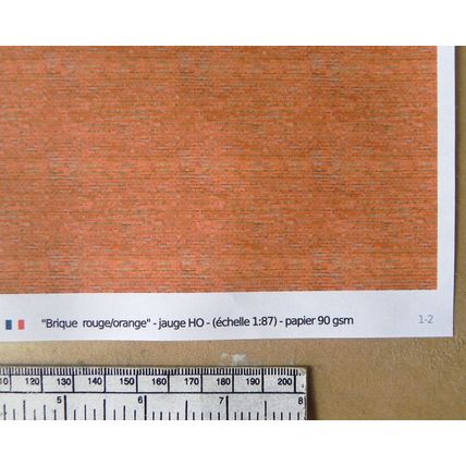 Papier "brique rouge/orange" - pour HO gauge-échelle 1:87-A4