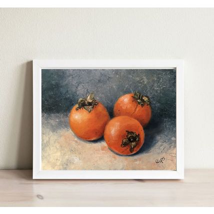 Still Life Fruits Oil Painting Persimmon Painting