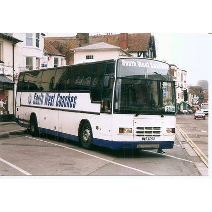 Colour Photograph of South West Coaches Ltd - MAZ 6792 ex Dorset Travel, Wareham