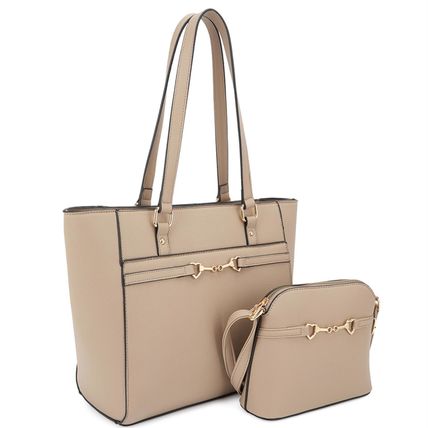 New 2in1 Smooth Matching Shoulder Tote Bag With Crossbody Set