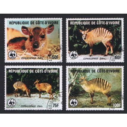 Ivory Coast WWF Zebra Duiker 4v 1985 CTO SG#867-870 MI#881-884 Sc#764-767