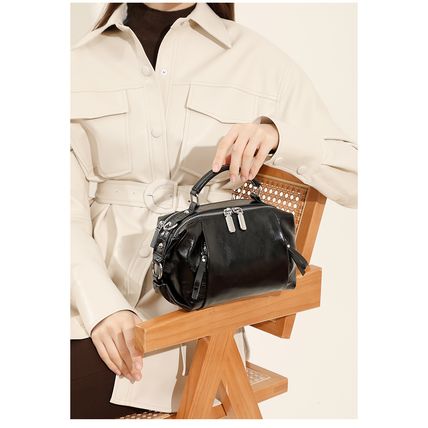 Genuine Leather Women Purses and Handbags Shoulder Tote Bags Black