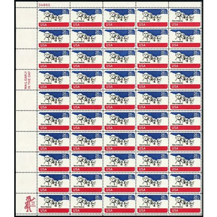 Mount Rushmore Full Sheet of Fifty 26 Cent Postage Stamps Scott C88