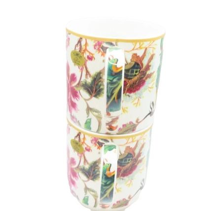 Anthina Mugs Set of Two Fine China Mugs Stackable 9 CM Microwave/Dishwasher Safe
