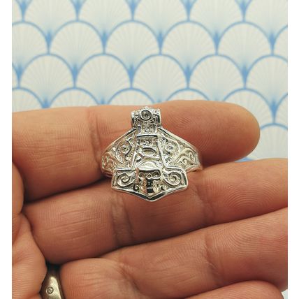 Mens Big and Chunky 925 Solid Sterling Silver Viking Themed Skull Biker Ring