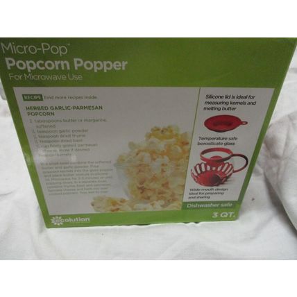 Ecolution Patented Microwave Micro-Pop Popcorn Popper, Borosilicate Glass