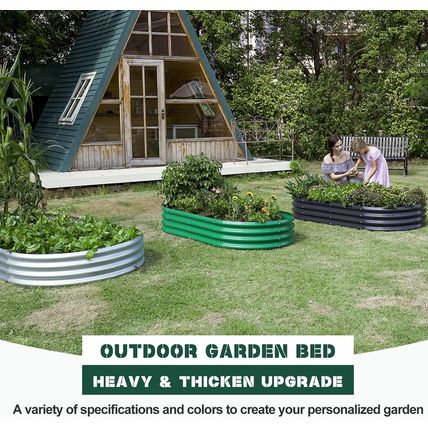 Land Guard Galvanized Raised Garden Bed Kit, Galvanized Planter Garden Boxes Out