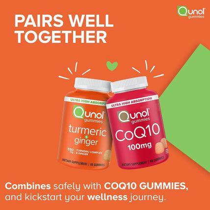 Qunol Turmeric and Ginger Gummies - Joint Support Supplement with Ultra High Abs