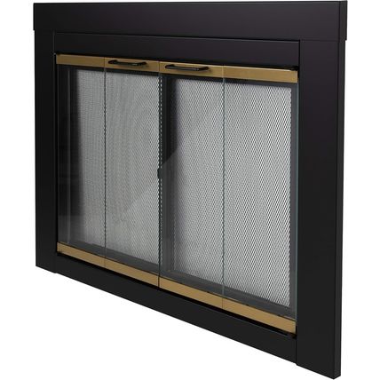 Pleasant Hearth AR-1022 Arrington Fireplace Glass Door, Black, Large