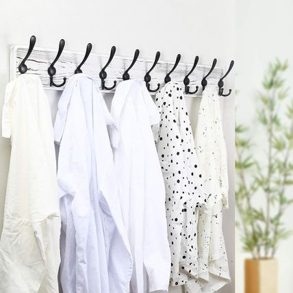 WEBI Wall Mounted Coat Rack, 38 9/16" Long, 10 Hooks, Wood Hanger Rail with Trip