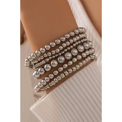 White Multi Layered Beaded Bracelet